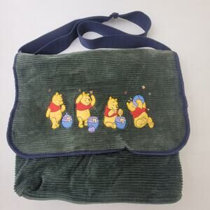 Vintage Disney Winnie the Pooh Green Corduroy Baby Diaper Bag